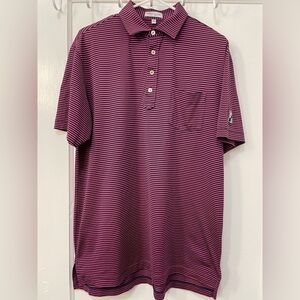 Peter Millar Summer Comfort Pocket Performance Polo Pink Navy Stripe
